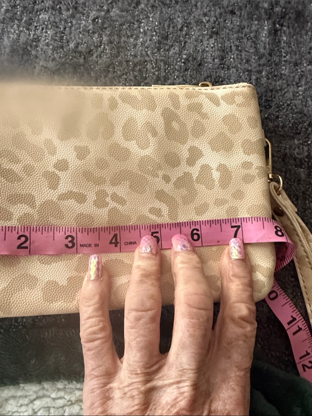 Neutral Beige Leopard-Print Wristlet Clutch